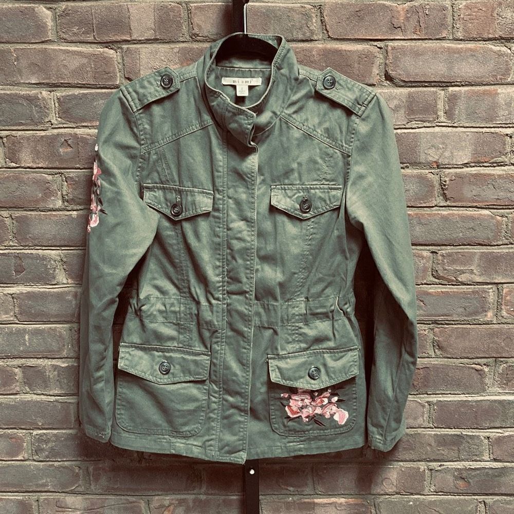 Miami Army Green Embroidered Utility Jacket Size Small - Picture 2 of 7